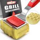 Grill Brush Bristle Free. SteamWizards BBQ Replaceable Cleaning Head, Unique Seamless-Fit Scraper Tool for Cast Iron/Stainless-Steel Grates, Safe Barbecue Grill Cleaner-Red