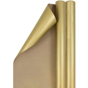 JAM Paper Gift Wrap - Kraft Wrapping Paper - 50 Sq Ft Total - Gold Kraft Paper - 2 Rolls/Pack