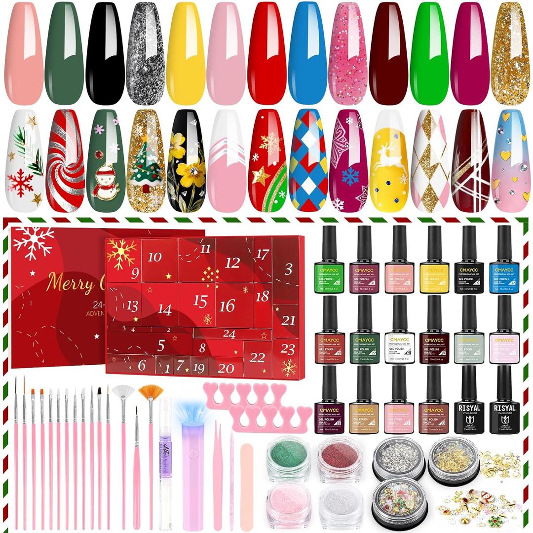 Makeup Advent Calendar 2025, 24 Days Christmas Gift Nail Art Kit for Adults Women, 2025 Christmas Countdown Beauty Advent Calendar for Teen Girls, Mom, Wife,Girlfriend, Xmas Gift Box Makeup for Her