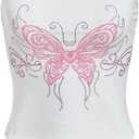 SOLY HUX Women's Rhinestone Cute Print Y2K Crop Tops Sleeveless Strapless Summer Bandeau Tube Top (Medium)