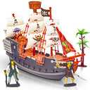 ArtCreativity 10 Inch Pirate Boat Playset, Detailed Ship Toy with 2 Pirate Action Figures & Tree, Fun Party Favor and Prize for Boys & Girls Ages 3+