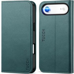 TUCCH Wallet Case for iPhone Air (6.5-Inch) 2025, 3 Credit Card Slot | RFID Blocking | Stand | PU Leather | Shockproof TPU Interior Shell | Protective Flip Folio Cover | Teal Blue