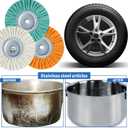 Amylove 8 Inch Airway Buffing Wheels Aluminum Wheel Polishing Kit in Diameter 5/8 Inch Arbor Hole, Polishing Compound and Metal Polish Kit for Angle Grinder(Fresh Color,6 Pcs)