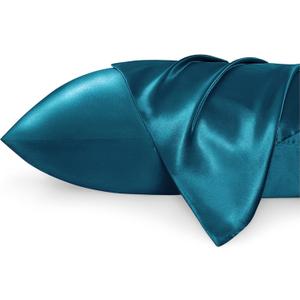 Bedsure King Size Satin Pillowcase Set of 2 - Teal Silky Pillow Cases for Hair and Skin with Envelope Closure, Similar to Silk Pillow Cases, Gifts for Women Men, 20x36 Inches