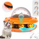 Cat Treat Dispenser Toy - Rechargeable Interactive Feeder with Bell Ball Track | 1800mAh Rechargeable Battery | 3-Size Food Portals Puzzle Toy for Indoor Cats to Reduce Boredom