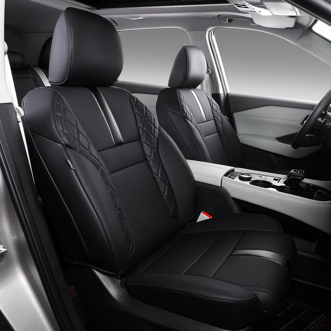 Xipoo Seat Cover Compatible with 2020-2023 Nissan Rogue Front and Back PU Leather Car Seat Cover Black Protector Hybrid Sport Replacement for 2020-2023 Nissan Rogue Accessories