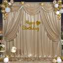 20x12FT Champagne Sequin Curtains Backdrop, Wrinkle Free Drop for Wedding | 4 Panels 5x12FT hot-stamped shimmer fabric, glitter drapes. Perfect for photography, birthday, graduation, party, stage decor