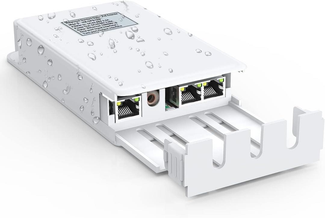 2-Port Outdoor PoE Gigabit Extender, 1 in 2 Out PoE Repeater with 1000Mbps, IEEE802.3af/at Compatible, IP65 Waterproof, Extend Additional 100m(328ft) of Power and Data Transmission, Plug & Play
