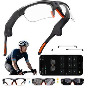 AI Smart Glasses - 2026 Upgrade with 20MP Camera, AI Voice Assistant & Real-World Recognition, EIS Anti-Bluetooth Audio Sunglasses, Sports Camera Glasses for Men and Women (Photochromic Lenses)