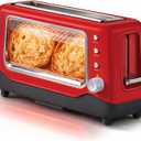 Dash Clear View Toaster - Features Large Window & Extra-Wide Slots - Auto-Shut Off Feature - Bagel Functions, & Seven-Browning Levels - 1-Touch Defrost - Red