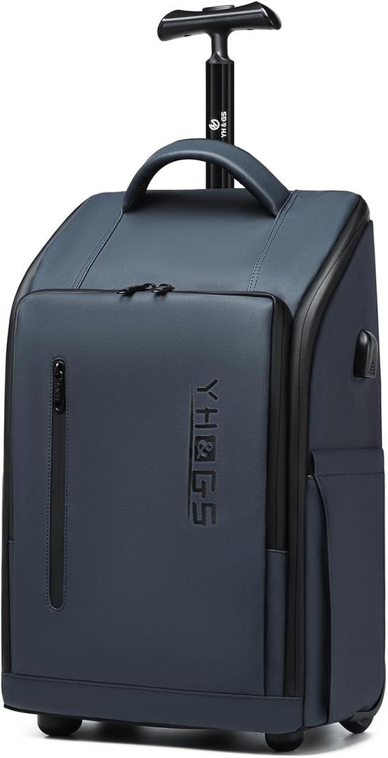 Rolling Backpack Waterproof Commuter Backpack with Wheels for Business, Laptop Compartment for 15.6-Inch Laptop, Wheeled Carry-On Bag for Adults, 19.6" x 13.1" x 6.8"