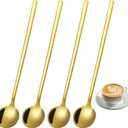 4pcs Satin Stainless Steel Coffee Spoons, Gold Modern Espresso Stirring Spoons, 6.7 Inches Long