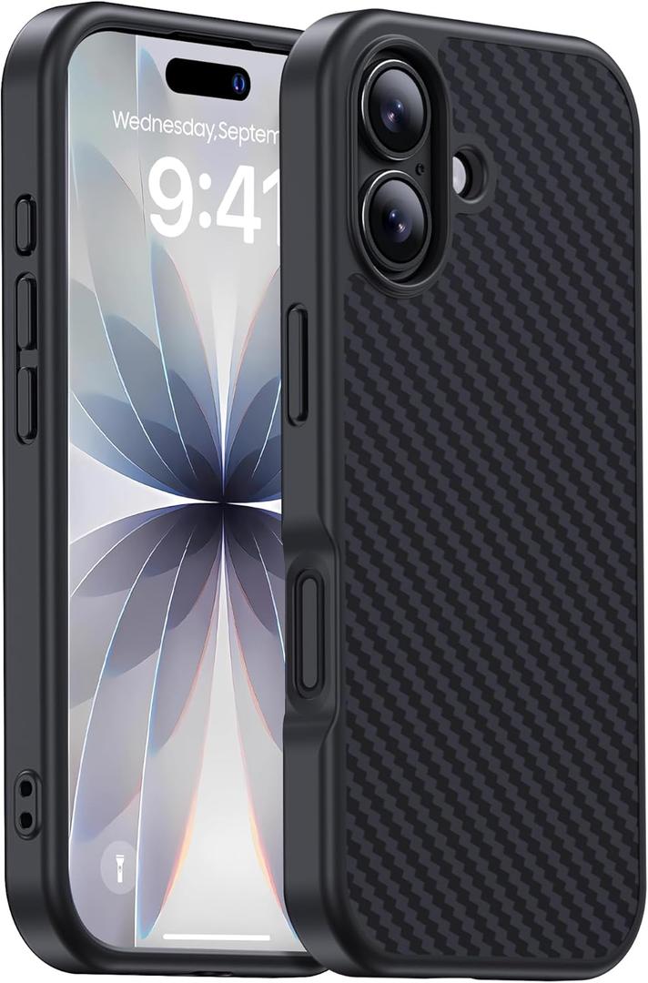 for iPhone 17 Case Carbon Fiber Black/Grey(Twill), Fits MagSafe, Military-Grade Drop Cover, Sturdy Bumper, Supports Wireless Charging