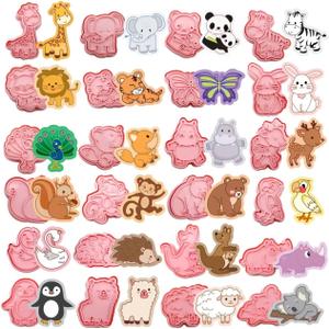 24pcs Animal Cookie Cutters Stamps Biscuit Baking Tools Embossing Cookie Molds