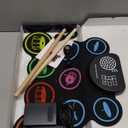 Electronic Drum Set, 9-Drum Practice Pad with Headphone Jack, Roll-up Drum Kit Machine with Built-in Speaker Drum Pedals and Sticks 10 Hours Playtime, Great Christmas for Kids