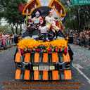 2 x 4 Packs Total 39 Feet Halloween Parade Floats for Trailer Car, Black Orange Foil Fringe Garland Tinsel Streamers Banner Table Skirts for Halloween Dia De Los Muertos Homecoming Birthday Party