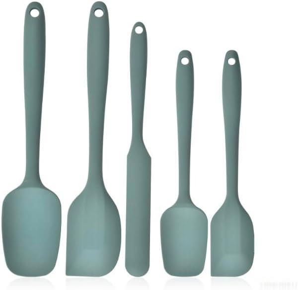 Silicone Spatula Set 5 Piece Kitchen Utensils, Heat Resistant to 445F, Sage Green, Non-Stick Cooking Magic! Durable Silicone Easy Clean Perfect for Flipping Pancakes & Cooking with Kids