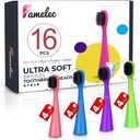 16 Pack Electric Toothbrush Heads for Burst Kids Replacement Heads, Ultra Soft Bristles for Deep Clean, Perfect Fit for Burst Kids Toothbrush Heads - Mix Color Pink/Green/Blue/Purple