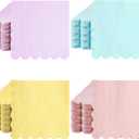 Qilery 100 Pack Pastel Cocktail Napkins Boho Scalloped Edged Paper Rainbow Napkins Disposable Bulk 2 Ply for Wedding Baby Shower Birthday Party Decorations(Macaron Color)