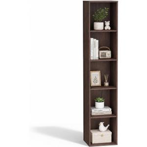 5 Cube Walnut Book Shelf, Tall Bookcase for Home Office Bedroom Living Room
