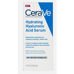 Cerave Hyaluronic Acid Serum for Face with Vitamin B5 and Ceramides, Hydrating Face Serum for Dry Skin, Fragrance Free, 1 Ounce