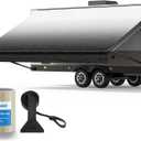 Kohree 20' Rv Awning Fabric Replacement, 19oz Weatherproof Durable Heavy Duty Anti-Fading RV Awning Canopy with Pull Strap, Camper Canopy for Trailer, Motorhome, Black Fade, (Fabric 19'2")