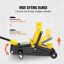 VEVOR Low Profile Floor Jack 2 Ton (4400 lbs), Heavy Duty Iron Hydraulic Racing Floor Jack, Hydraulic Car Jack, Single Piston Quick Lift Pump, 4.9"-13.2" Height Lifting Range (Yellow)