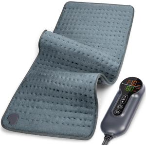 Heating Pad - Electric Heating Pad for Back Pain and Cramps Relief, Moist Heat Pad for Shoulder, Knee, Neck, 6 Heat Settings & Auto Shut Off and Machine Washable, 24" x 12" (Dark Gray)