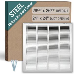 24 x 24 Inch (Duct Opening) Return Air Filter Grille for 1 Inch Filters, HVAC Vent Cover for Wall & Ceiling, Powder-Coated Steel with Removable Door