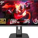 Gawfolk 27 inch 2K QHD(2560×1440) PC Screen, 180Hz Gaming Monitor, 1ms Without Bezel, FreeSync,100% sRGB, 178° Wide Viewing Angle, HDMI2.0 & DisplayPort 1.4, 75 * 75MM Wall Mount Compatible- Black
