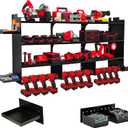 Large Power Tool Organizer Wall Mount, With Attachable Shelves - Garage Storage System, Heavy Duty 4-Tier Rack Holds 12 Drills  Screw Holder Accessories, Utility Shelf for Workshop Organization