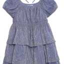 Speechless Girls' Short Sleeve Tiered Party Dress and Headband (5, Blue/Lavender)