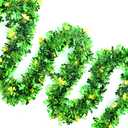 66 Ft St.Patrick's Day Tinsel Garland 2Pcs Green with Shamrock Saint Patricks Day Decorations for Saint Patrick's Day Party Decor Shiny Hanging Clover Green Tinsel Garland