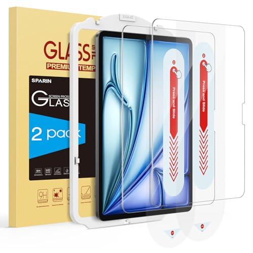 SPARIN 2 Pack Screen Protector for iPad Air 11 Inch M4/M3/M2 (2026/2025/2024, 8th/7th/6th Generation), Auto-Alignment Frame, 9H Clear Tempered Glass Film, Apple Pencil Compatible and Case Friendly