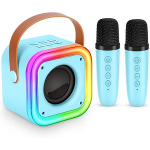 Mini Karaoke Machine for Kids, Girl Toys Gifts, Kids Karaoke Wireless Microphone for 4,5,6,7,8,9,10,11,12 Years Old Boys and Girls Christmas Party Gifts Toys (Blue)