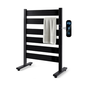 Towel Warmer Rack with 6 Widened Bars, Wall-Mounted Heated Towel Dryer with Timer, LED Display, 3 Temp Levels, Plug Overheat Protection, for Bathroom Spa Laundry (Matte Black)