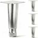 4 Pack 6" Adjustable Leg Heavy-Duty Stainless Steel Table Legs, 1-5/8 O.D. Square Mounting Plate, Equipment Leg for Cabinetry and Equipment, 2,200 lbs. Vertical Load Rating Per Leg