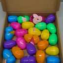 24 Pack Pre-Filled Easter Eggs with Plush Bunny Toys - Colorful Plastic Egg Fillers for Hunts, Basket Stuffers, Party Favors for Kids, Boys & Girls