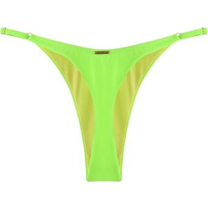 RELLECIGA Women's Adjustable High Cut Thong Bikini Bottom (Neon Green, Small)