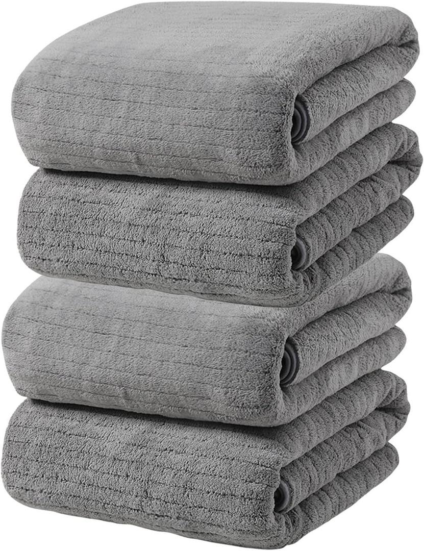 Soft Coral Velvet Luxury Towel Set of 4, Hotel Quality, Quick Drying, Highly Absorbent Bath Sheets, 29.5" x 13.8" Large Bath Towels, for Home, Gym, Hotel, Spa, Travel, Daily Use