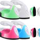 Zhehao 4 Pcs Mini Craft Iron Small Heat Press 3.39 x 2.36 x 2.56 Portable Heat Transfer Machine with Charging Base Accessories DIY Clothe Bead Patch Bag Hat Vinyl(Rose Red, Green, Blue, White)