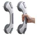 TAILI Shower Grab Bar, 2 Pack 12 Inch Suction Grab Bars for Bathtubs and Showers for Elderly, Shower Handle for Seniors Bathroom Safety Grip, No Drilling Removable,Grey