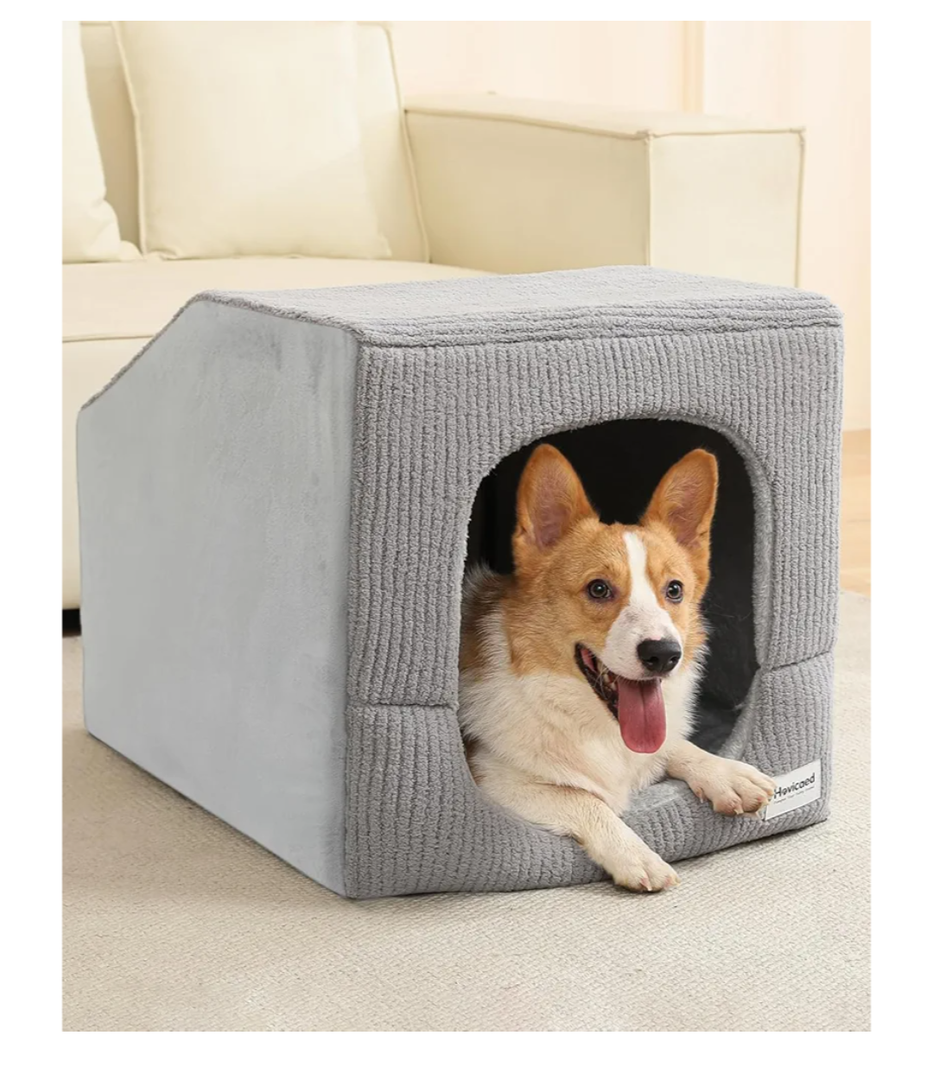 Hovicaed Indoor Dog House for Extra Large Medium Small Sized Dogs - Washable Removable Cushion and Cover Pet Orthopedic Dog Bed, Inside Dog House Large Space Strong Support, Cat Cute Tent Cave (L, Size: Large (26"L x 20"W x 20"Th)
