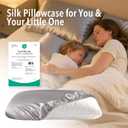 19 Momme 100% Mulberry Silk Pillowcase (Pillow Cap Style) Standard & Toddler Size, Easy On/Off for Travel & Home, Cooling Smooth for Hair & Skin, Quick-Dry,Silver Gray