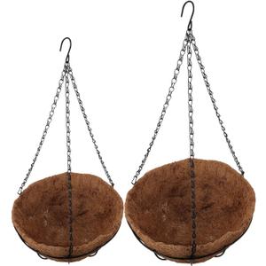 Hanging Baskets for Plants Outdoor, Metal Wire Round Planters with Coco Liner, Hanging Flower Baskets for Home Garden Porch Balcony Railings Decor