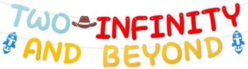 Two Infinity and Beyond Banner Cartoon Story 2nd Birthday Party Decorations Toy Inspired Game Kids 2nd Birthday Banner Party Supplies