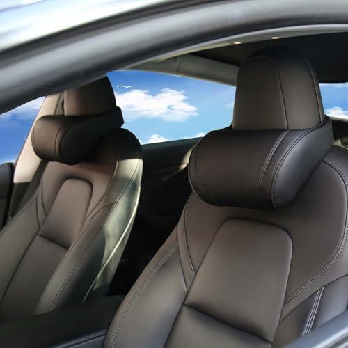 TOPABYTE Car Neck Pillow Memory Foam Automotive Seat Cushions of Headrests for Relieving Neck Stiffness Seat Neck Support Pillow, Fits All Vehicles, 2 Pieces, Black