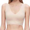 Calvin Klein Women's Invisibles Comfort Seamless Wirefree Lightly Lined Triangle Bralette Bra (Medium, Bare)