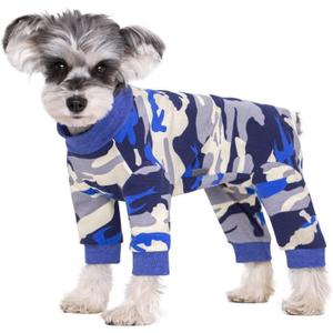 Dog Surgery Recovery Suit, Dog Onesie for Surgery Female Male Dogs, Dogs Pajamas Long Sleeve, Small Dogs Onesie, Abdominal Wound Bandages Surgical Suit, Cat Recovery Suit for Shedding Skin Disease (Large, Blue Camo)