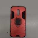 OnePlus 7/6T Case - Metal Ring Grip Kickstand, Shockproof Hard Bumper (Works with Magnetic Car Mount) Dual Layer Rugged Cover (Red)